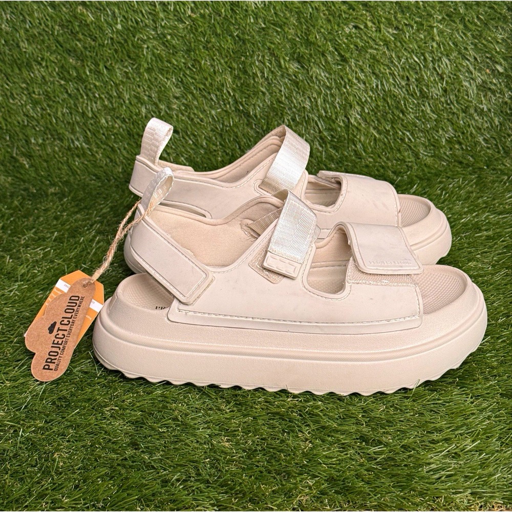 Project Cloud Womens Platform Sandals Size 8.5 Cream Sport Walking Strappy